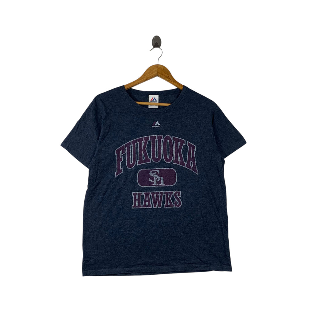 Vintage MLB FUKUOKA SOFTBANK HAWKS Baseball Tee Shirt Top Nippon Major League