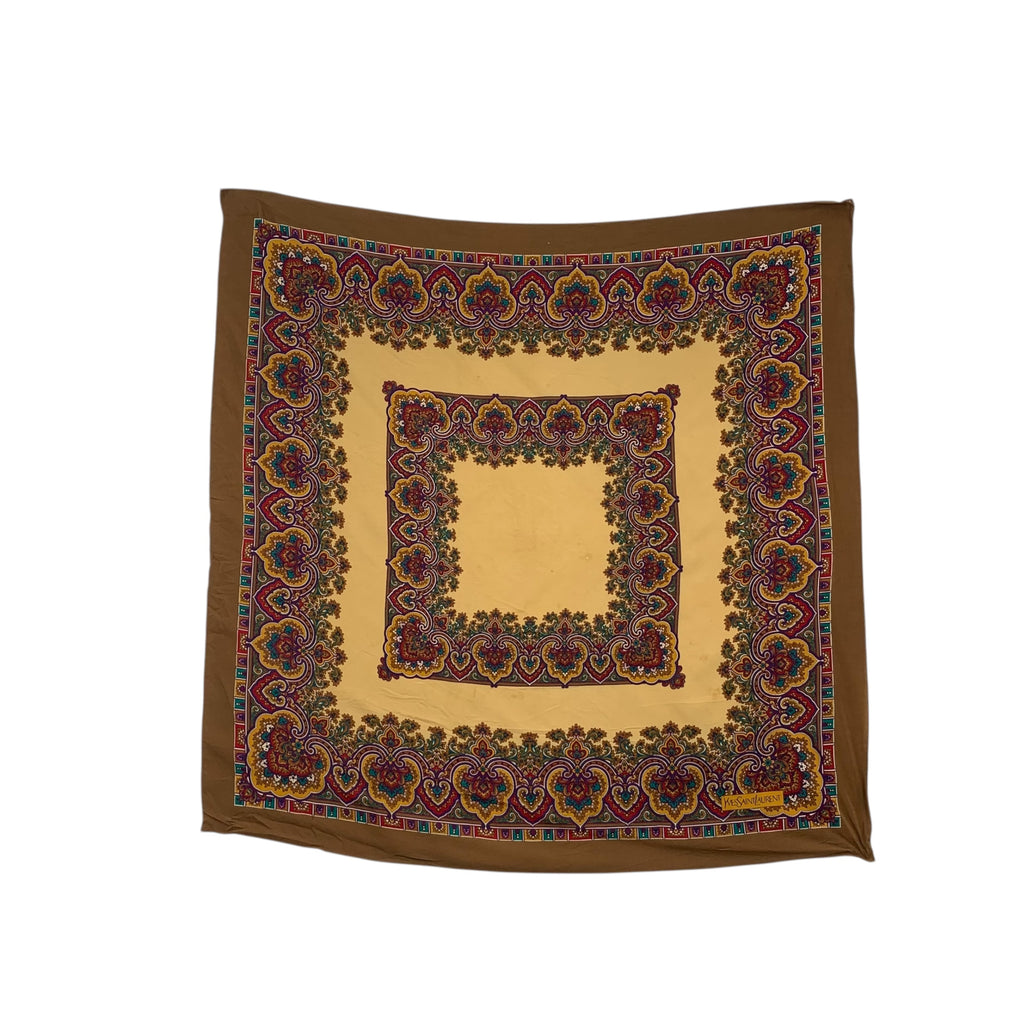 Vintage YVES SAINT LAURENT PARIS YSL Paisley Silk Scarf Shawl Hand Rolled Neckerchief