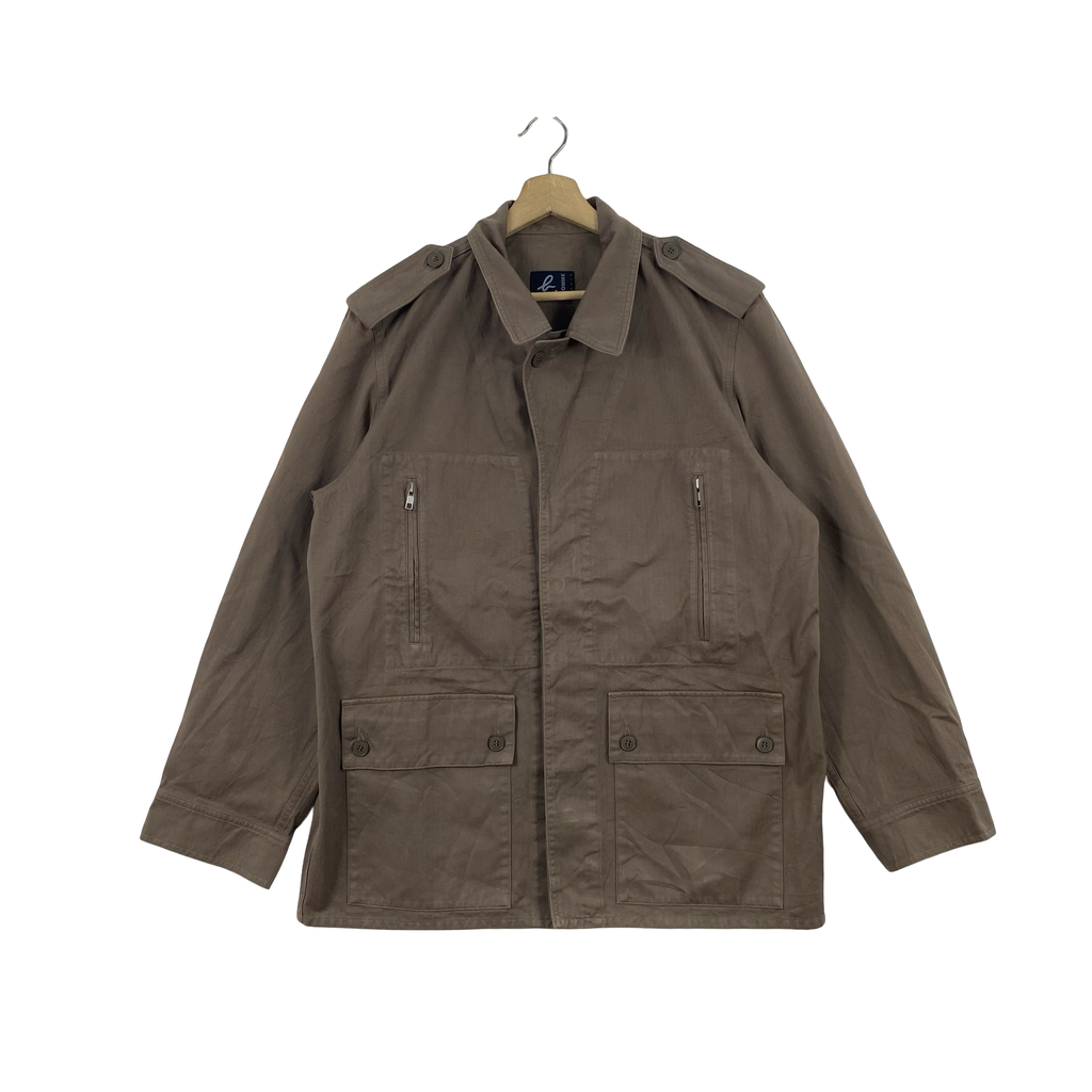 Vintage AGNES B. HOMME Paris Field Military Style Utility Coat Zip Pocket Safari Jacket Minimalist Designer Outerwear Style Menswear