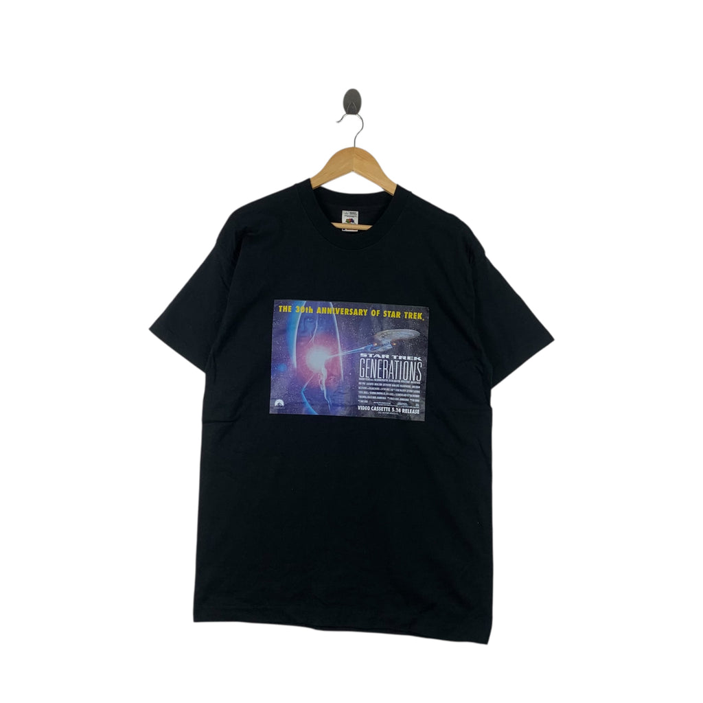 Vintage 1994 STAR TREK GENERATIONS Movie Poster Tee Shirt Film Spark Science Fiction