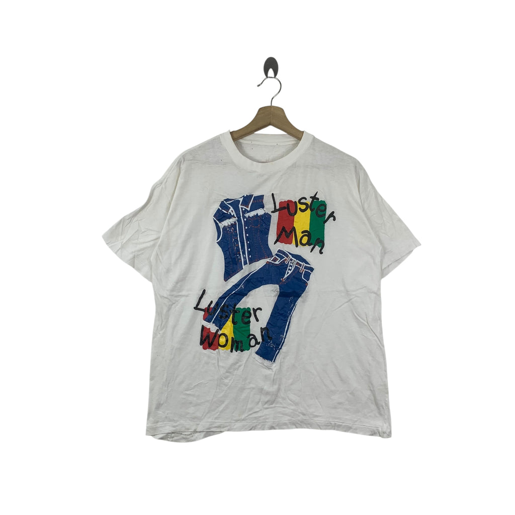 Vintage REGGAE RASTA LUSTER MAN x LUSTER WOMAN Design Tee Shirt Top World Peace