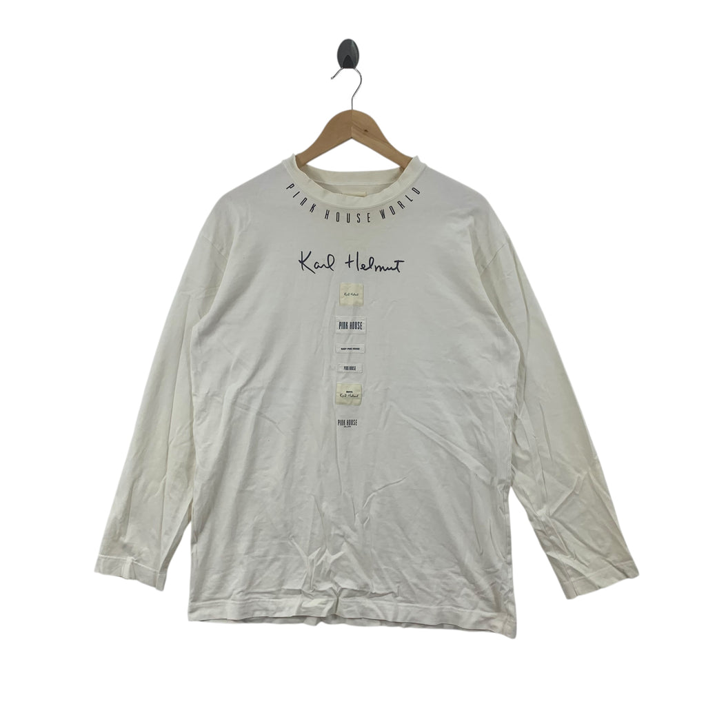 Vintage 90s KARL HELMUT JAPAN Pink House Collection Tee Shirt Top Design Studio