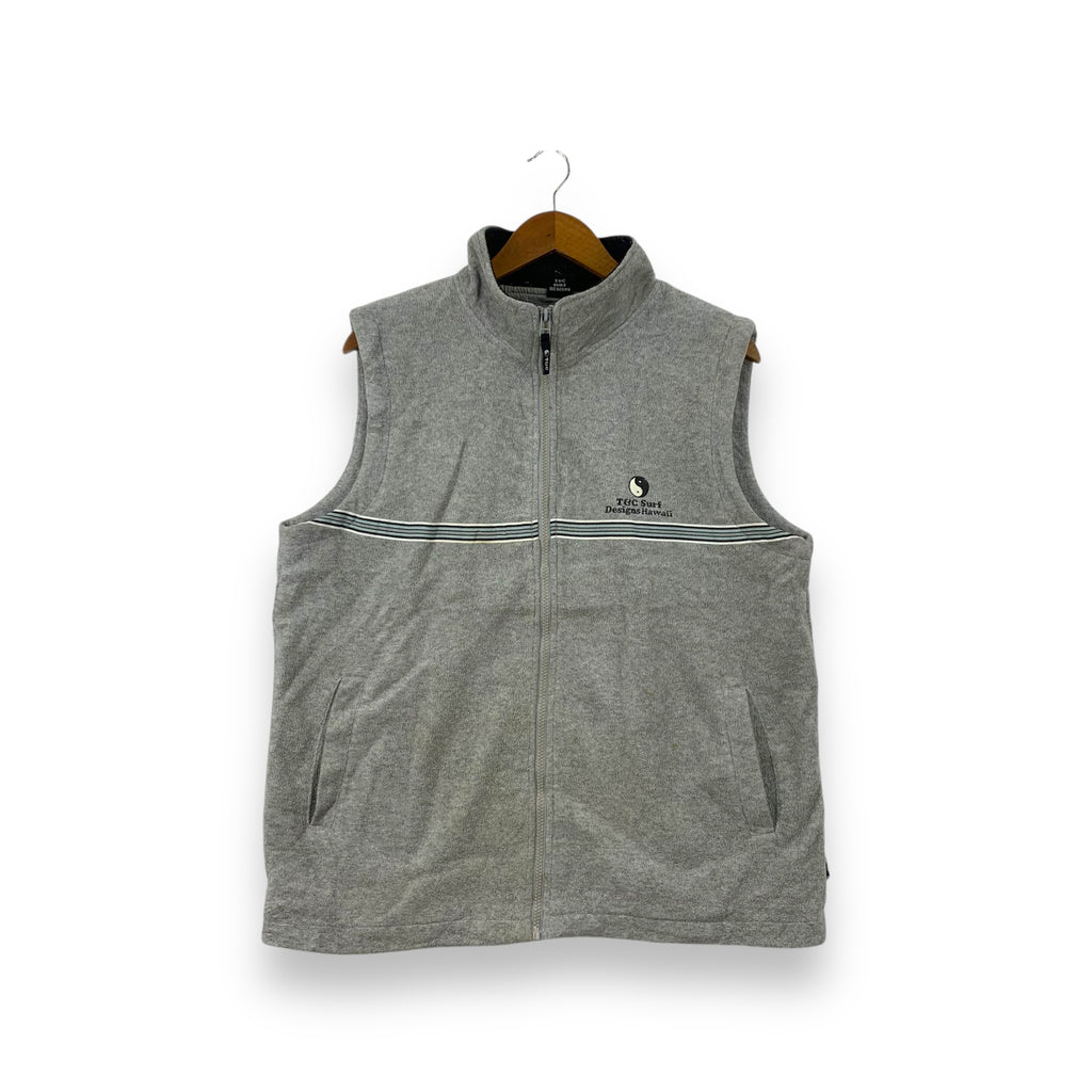 Vintage T&C SURF DESIGNS HAWAII Aloha Fleece Jacket Vest Yin Yang Design Zip-Up