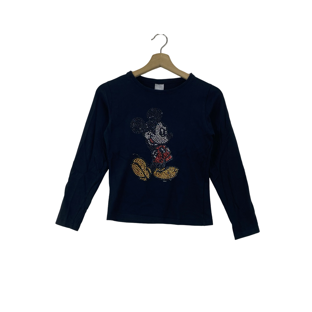 Vintage DISNEY MICKEY MOUSE Rhinestone Graphic Long Sleeve T-Shirt
