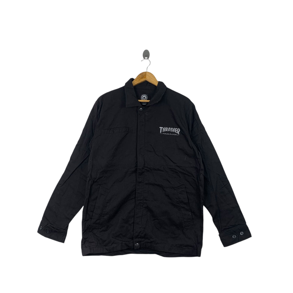 Vintage THRASHER MAGAZINE SKATEBOARD Sun Faded Workwear Shirt Jacket