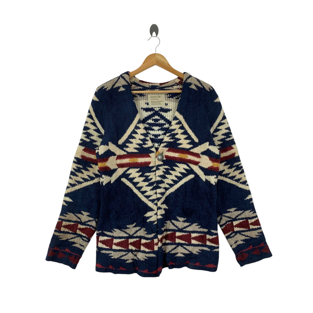 BAYFLOW AZTEC NAVAJO Native Aboriginal Fleece Jacket Cardigan Sweater