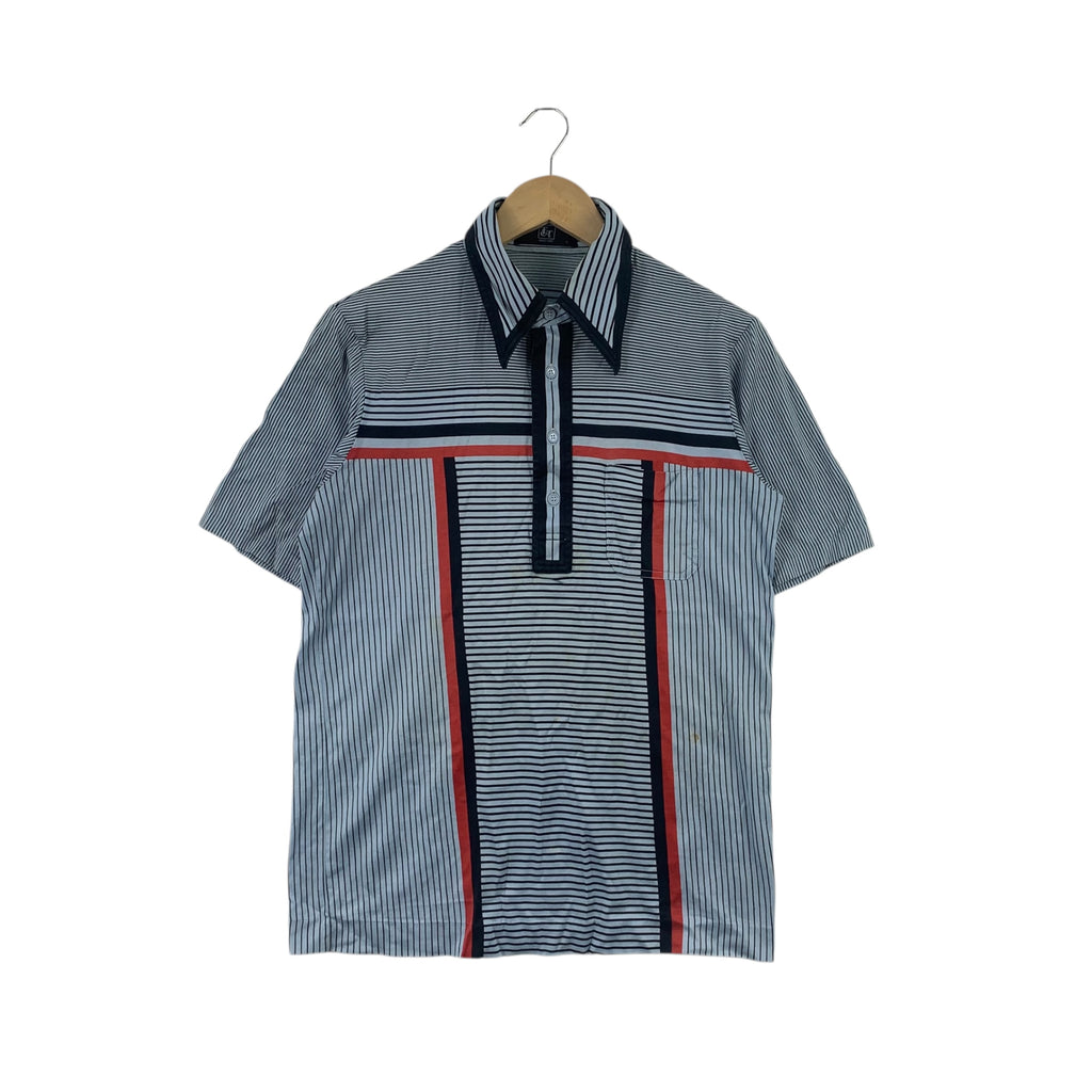 Vintage 90s T&T JAPAN Men’S Knit Striped Polo Tee Shirt Top Design Studio Collection