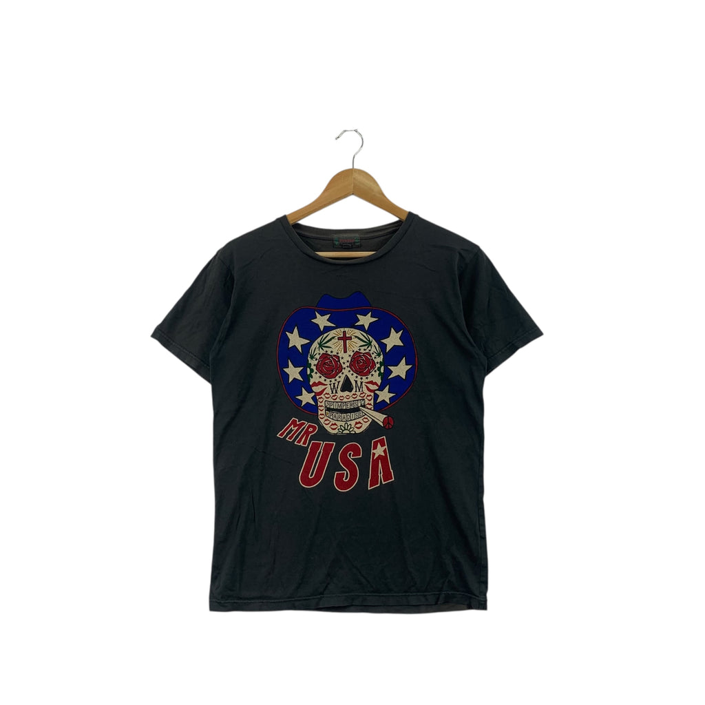 Vintage WACKO MARIA RUDEES Mr. USA Bones Tee Shirt Top Skull Japan