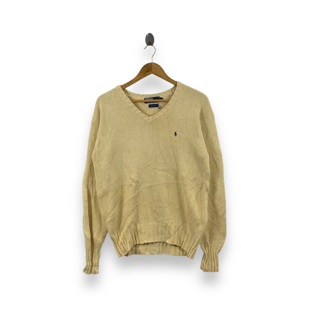 Vintage 90’ POLO RALPH LAUREN Small Pony Knit Sweatshirt Sweater Pullover Jumper V Neck