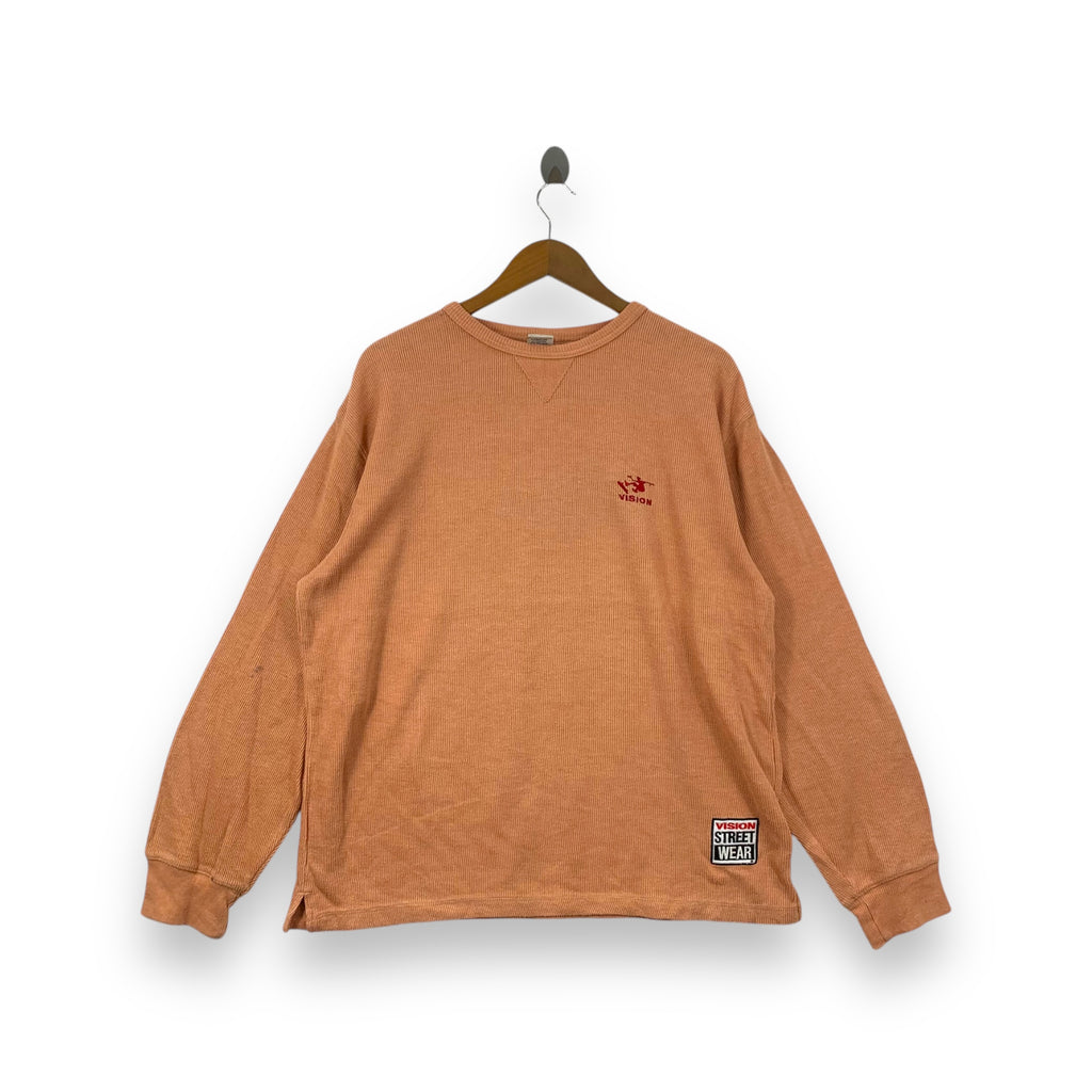 Vintage VISION STREET WEAR Skateboard Knit Pullover Sweatshirt Sweater Skate Graphic
