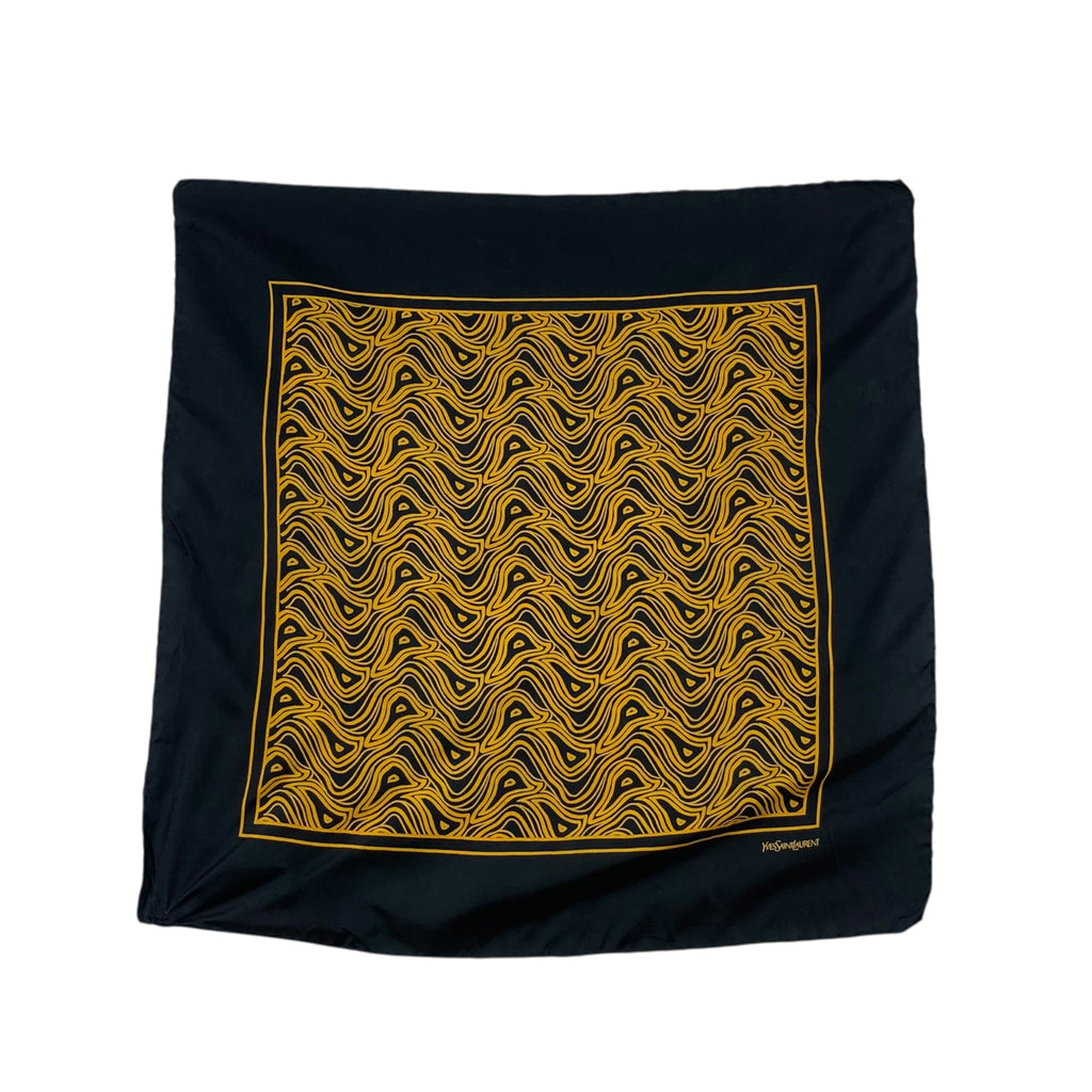 Vintage YVES SAINT LAURENT PARIS YSL Abstract Wave Silk Scarf Hand Rolled Shawl Neckerchief Psychedelic Design
