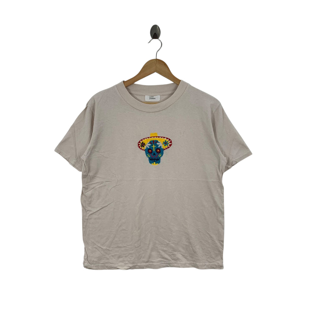 KAKELA x TRANQUIL Skull Bones Embroidered Tee Shirt Top Summer Vacation