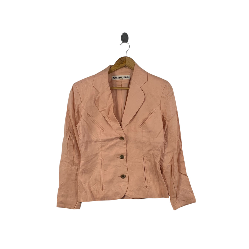 Vintage JUNKO SHIMADA 49 AV Collection Linen Coat Jacket 3 Button Sport Blazer