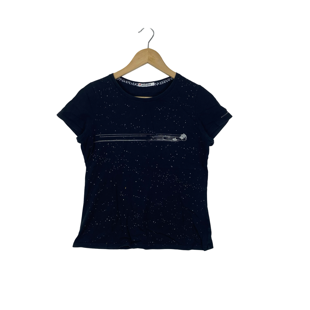 UNIQLO UT Space Graphic Galaxy Starfield Spaceship Sci-Fi Short Sleeve Tee Shirt