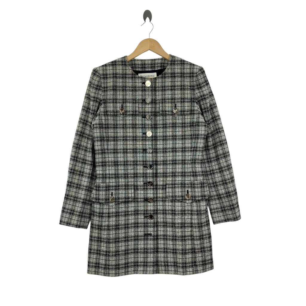 Vintage YVES SAINT LAURENT YSL Double Breasted Pea Coat Blazer Formal Jacket Cardigan Peacoat