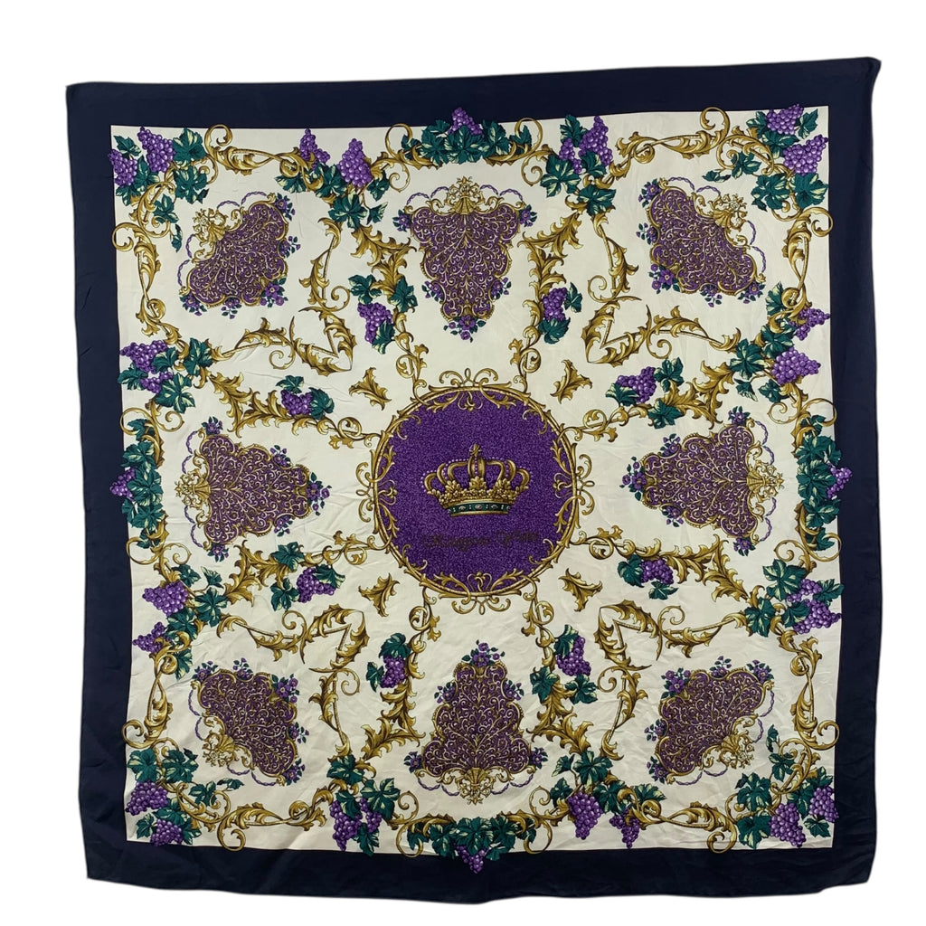 Vintage KOTEGAWA YUKO BAROQUE Royal Wine Silk Scarf Hand Rolled Shawl Neckerchief