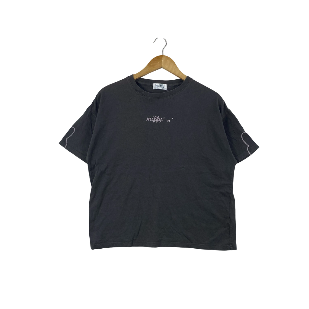 MIFFY RABBIT Character Embroidered Logo Oversized Crop T-Shirt Casual Streetwear Japan Style
