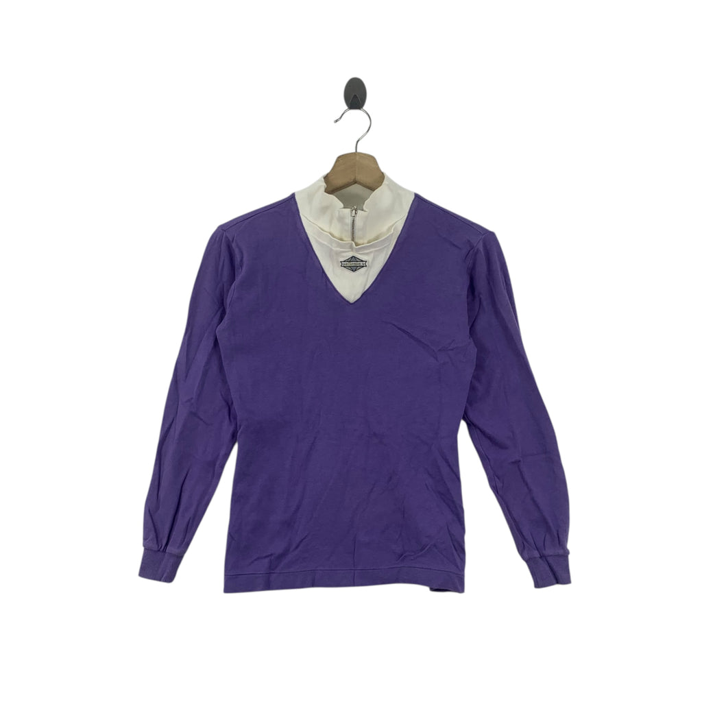 Vintage ELLESSE PERUGIA ITALIA x Goldwin Half Zipper Sweater Top Pullover Purple