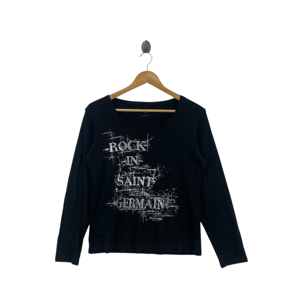 CAROLL PARIS Rock In Saint Germain Bling Tee Shirt Top Long Sleeve