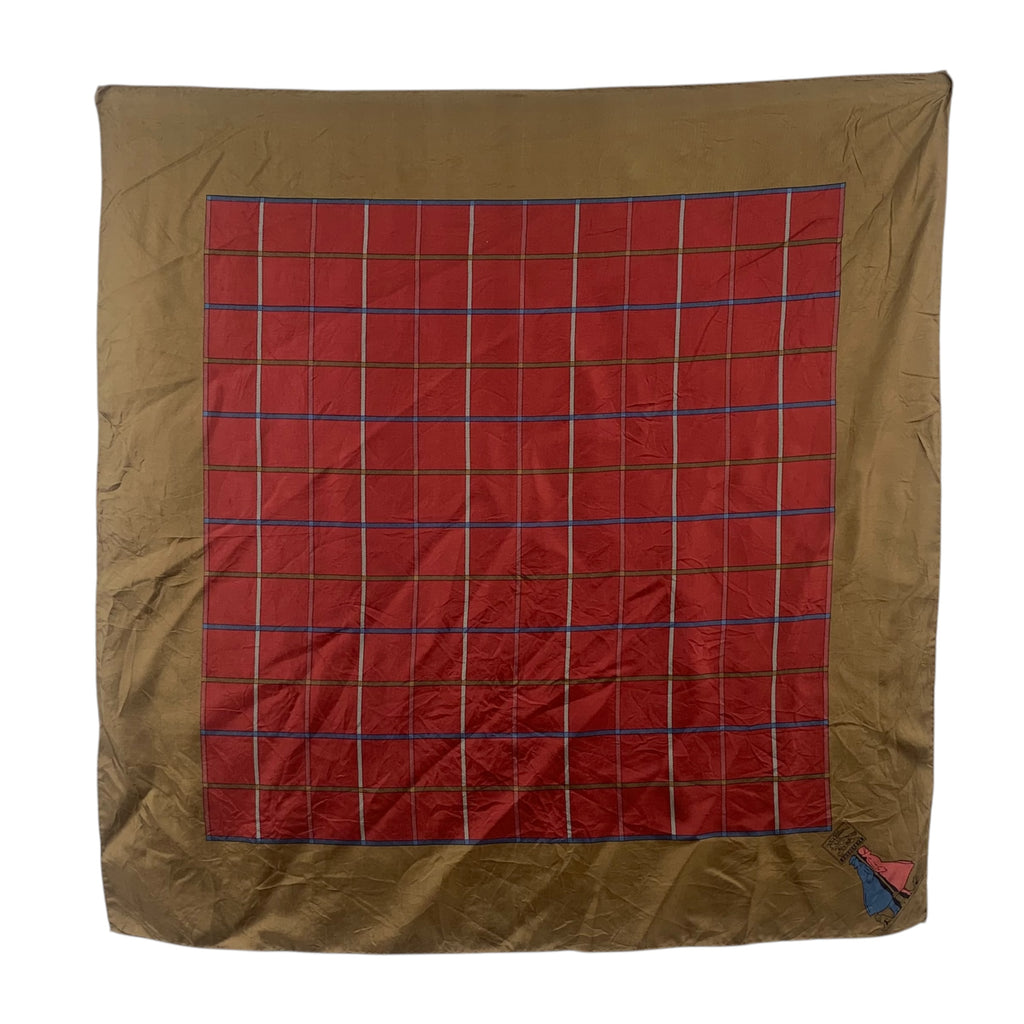 Vintage BURBERRY LONDON Plaid Nova Checks Silk Scarf Hand Rolled Shawl Neckerchief