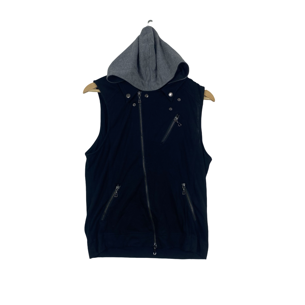 N THE ATTIC Sleeveless Hooded Vest Zip Up Jacket