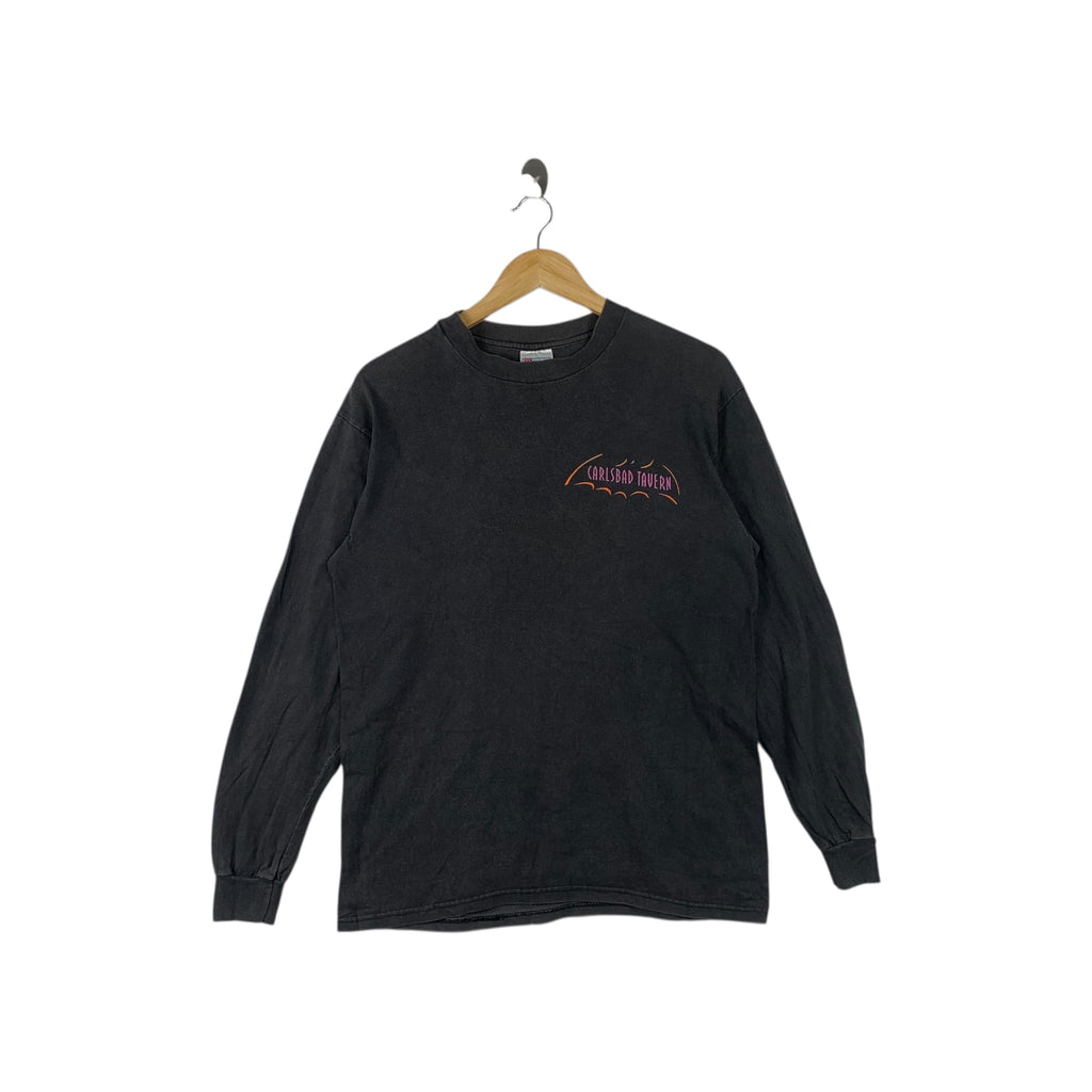 Vintage CARLSBAD TAVERN SCOTTSDALE Mexico Cuisine Tee Shirt Top Black Long Sleeve