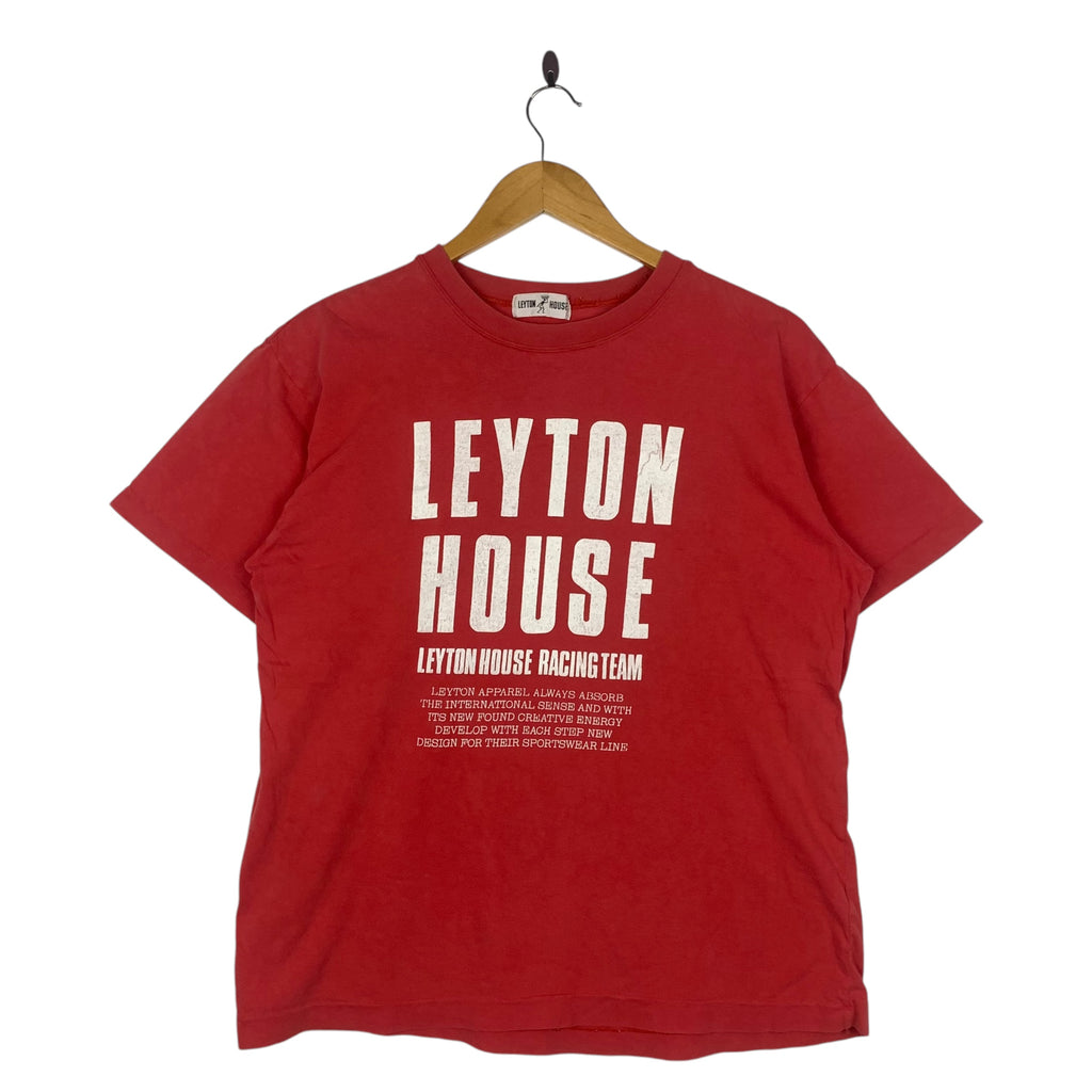 Vintage LEYTON HOUSE RACING Team Formula 1 Tee Shirt Top Motorsport Red Short Sleeve