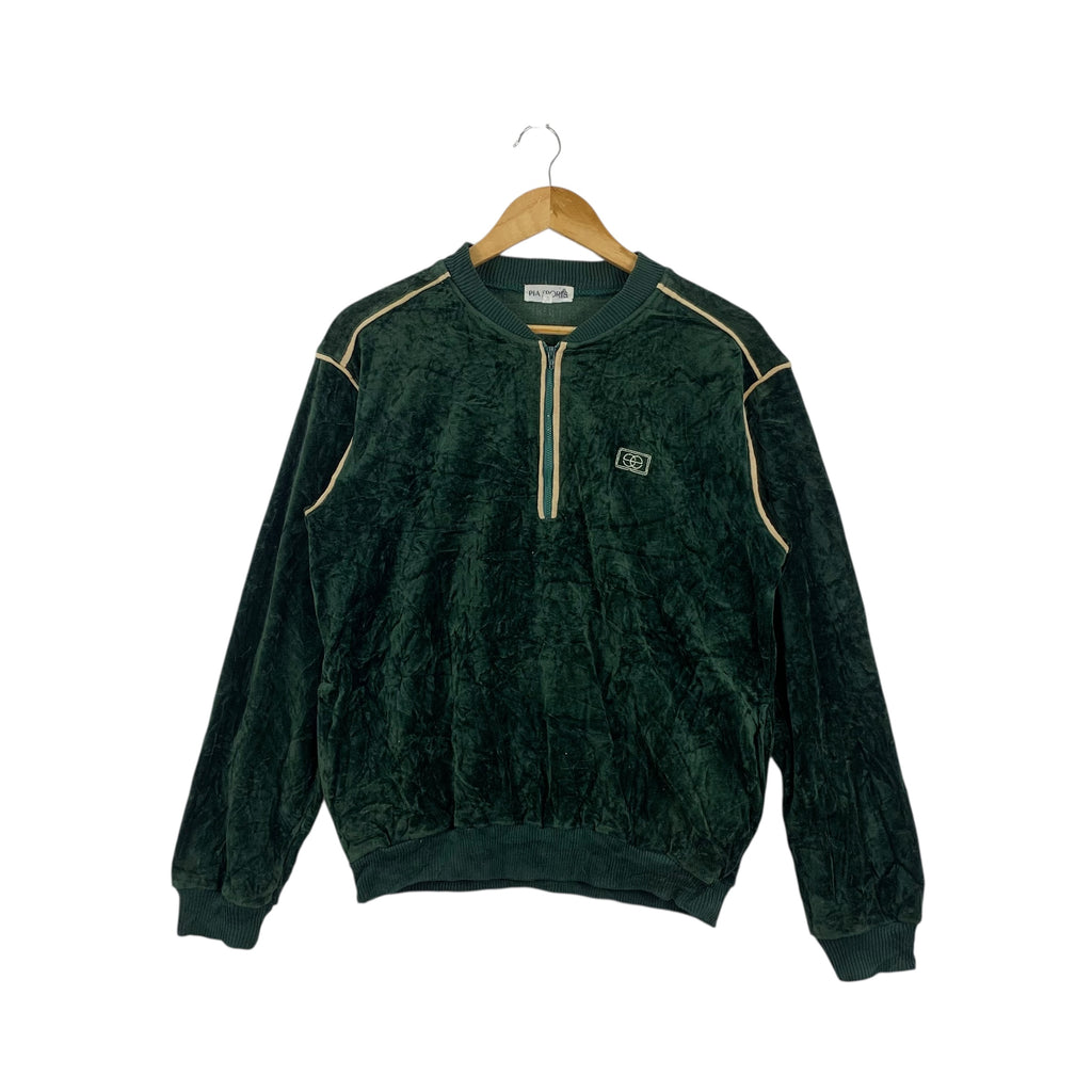 Vintage PIA SPORTS Half Zipper Fleece Crest Embroidered Logo Sweater Pullover Sweatshirt Top