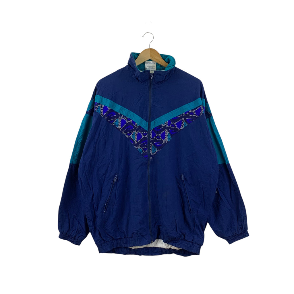 Vintage CRANE SPORTS Pop Art Design Blue Bomber Windbreaker Jacket