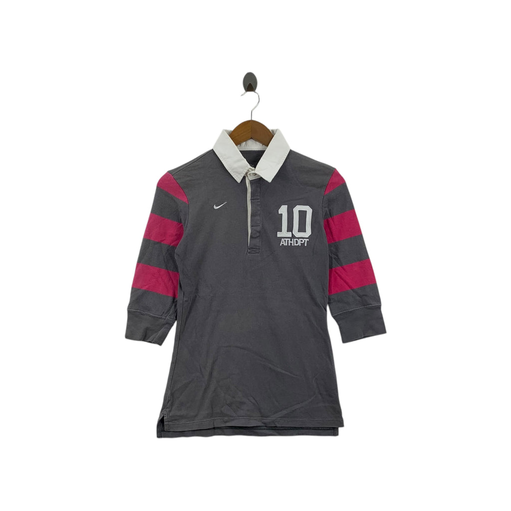 NIKE 10 The Athletic Dept Embossed Logo Polo Tee Shirt Rugby Long Sleeve