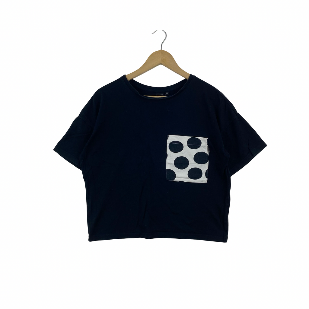 Vintage UNIQLO x MARIMEKKO Polka Dot Pocket Tee Shirt Cropped Boxy Japan Minimalist Casual