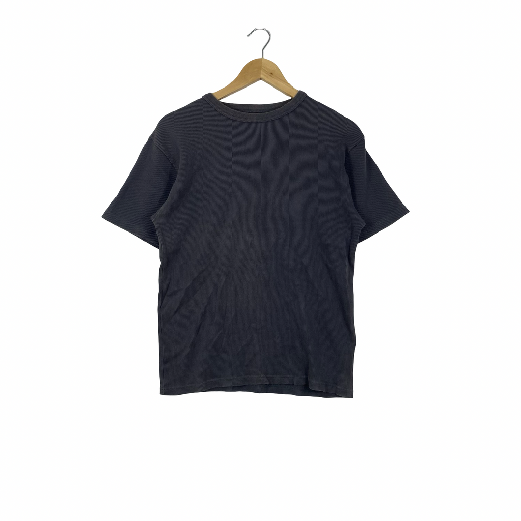 Vintage OSHKOSH Classic Ribbed Knit Charcoal Crewneck Minimalist Casual Tee Shirt