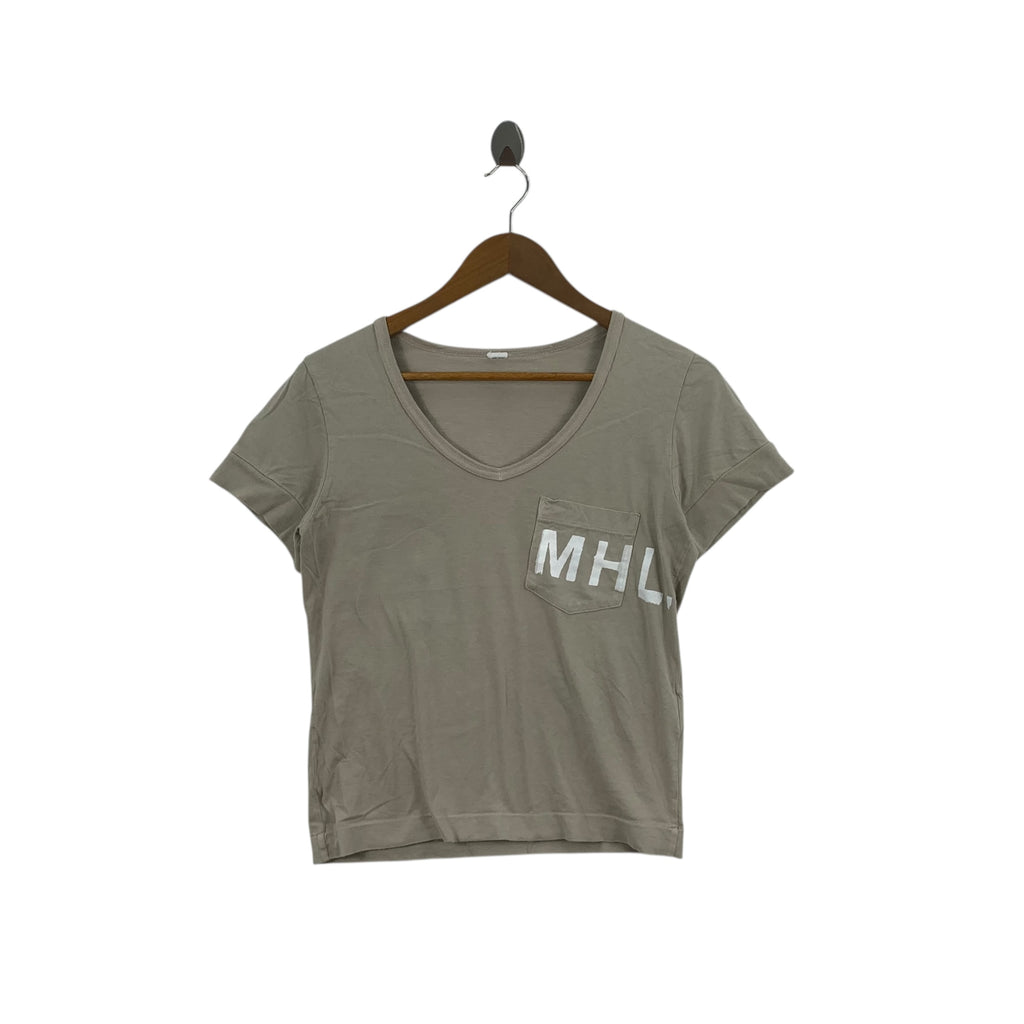 MARGARET HOWELL LONDON MHL Collection Tee Shirt Top V Neck Made In Japan