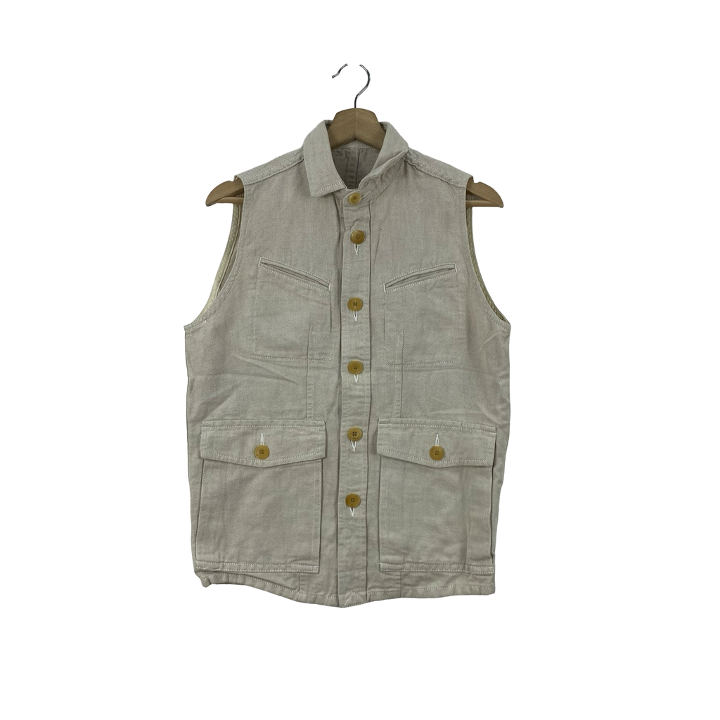 Vintage TOKISHIRAZU Utility Vest Canvas Pocket Workwear Style Button Up Sleeveless Jacket  Fashion Outdoor