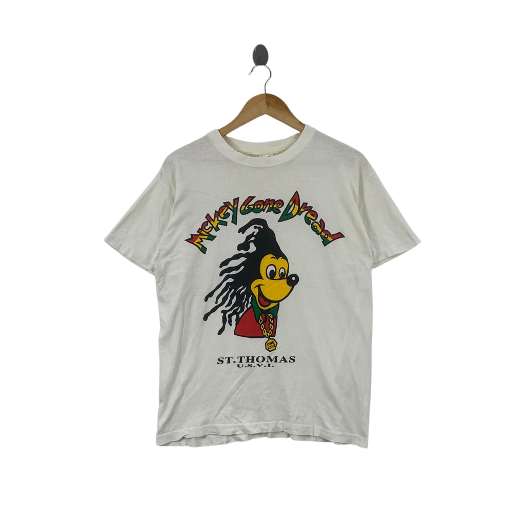 Vintage MICKEY MOUSE RASTA Dreadlock Reggae Tee Shirt Top St. Thomas Bad Brain