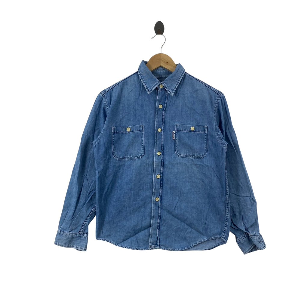 Vintage 90s LEVI’S Denim Shirt Long Sleeve Button Up Western Workwear Classic Double Pocket