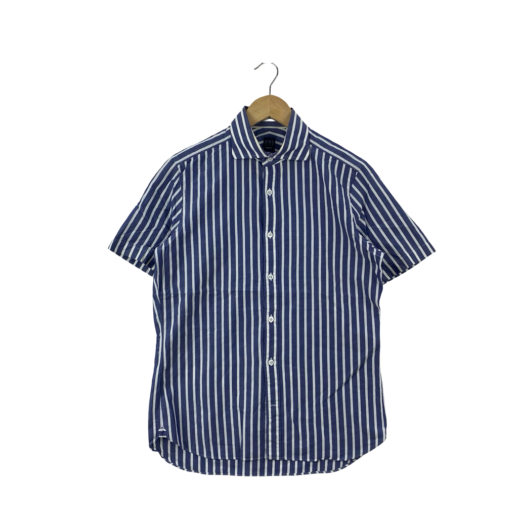 Vintage BEAMS Short Sleeve Button up Shirt Striped Pattern Classic Collar