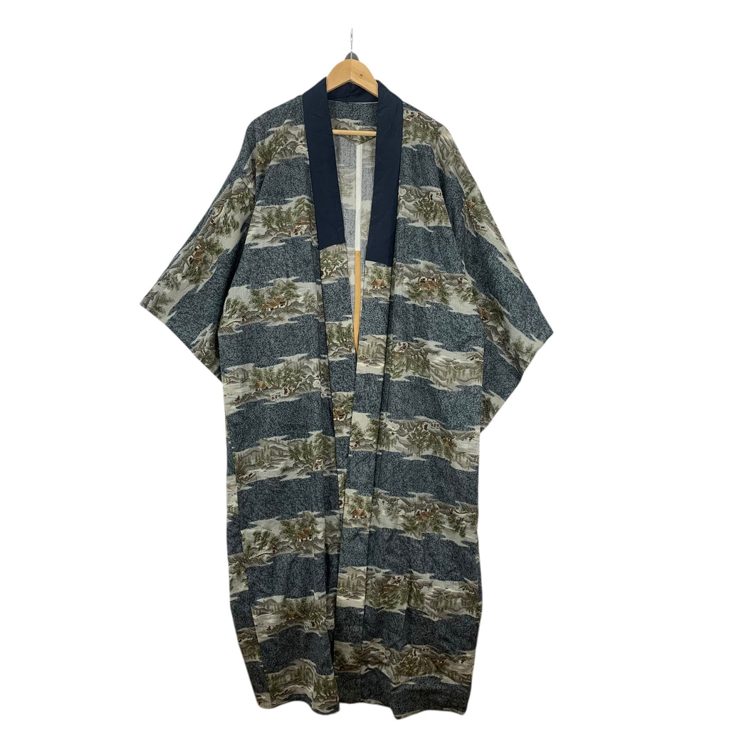 Vintage 70s KIMONO HOKKAIDO VILLAGE JAPAN Traditional Geisha Robe Coat Temple Onsen Yukata Dress Jacket Coat
