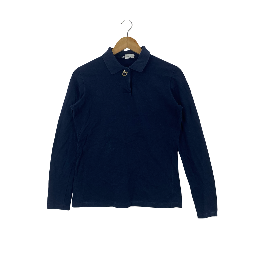 SALVATORE FERRAGAMO Made in Italy Polo Shirt With Gancini Ring Zip Pull