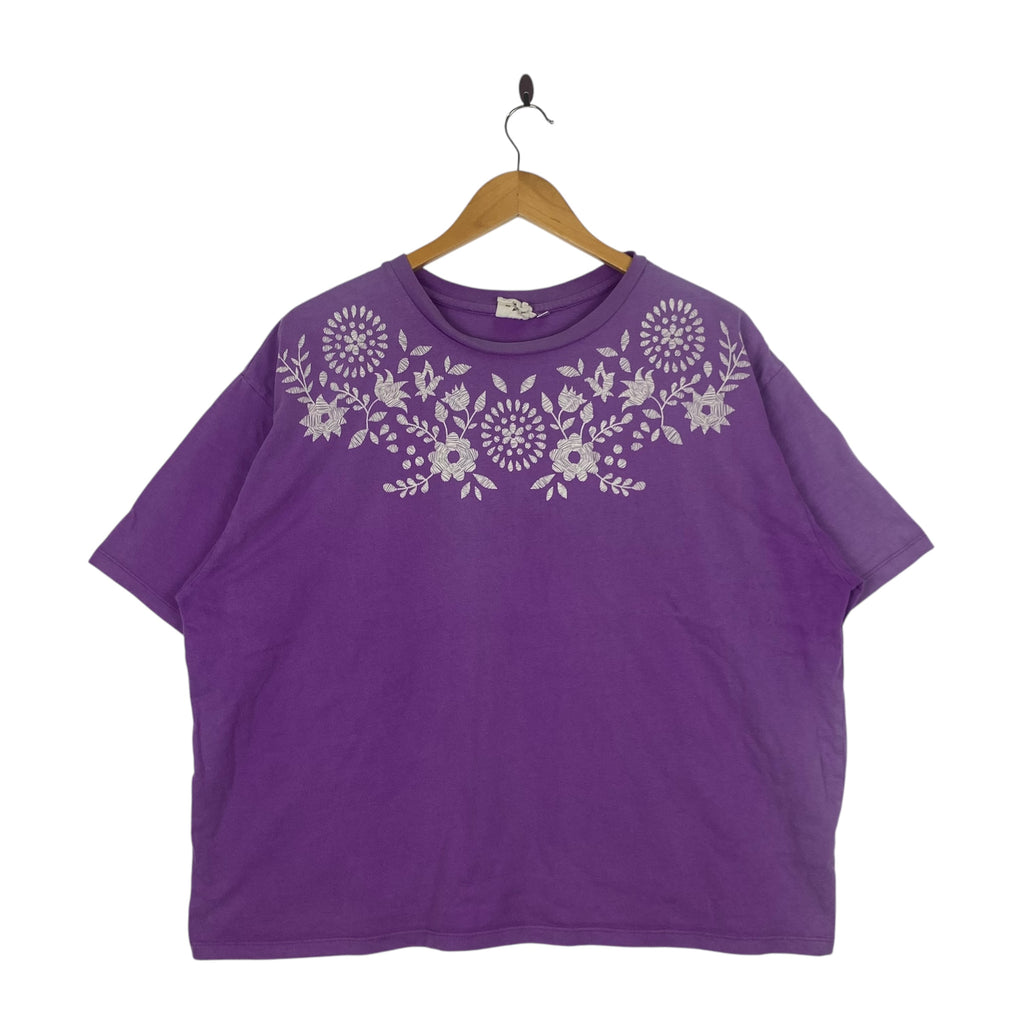 TITICACA MUCHO COLLECTION Aztec Native Flowers Tee Shirt Baggy Short Sleeve Oversized