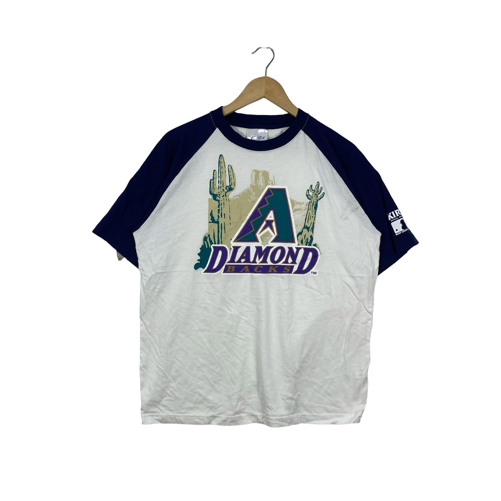 Vintage ARIZONA DIAMONDBACKS MLB Baseball Raglan T-Shirt Big Logo Graphic