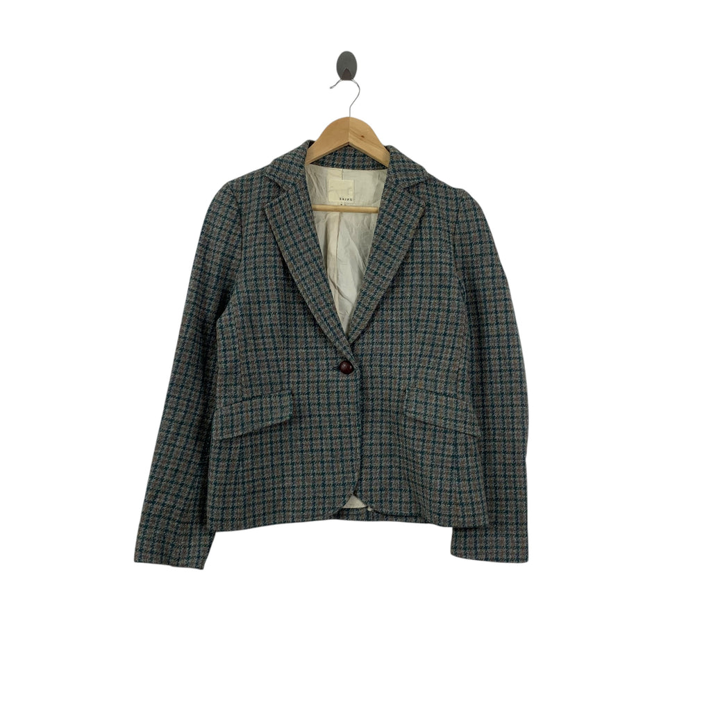Vintage SHIPS JAPAN COLLECTION Houndstooth Tweed Blazer Coat Peacoat Formal Meeting