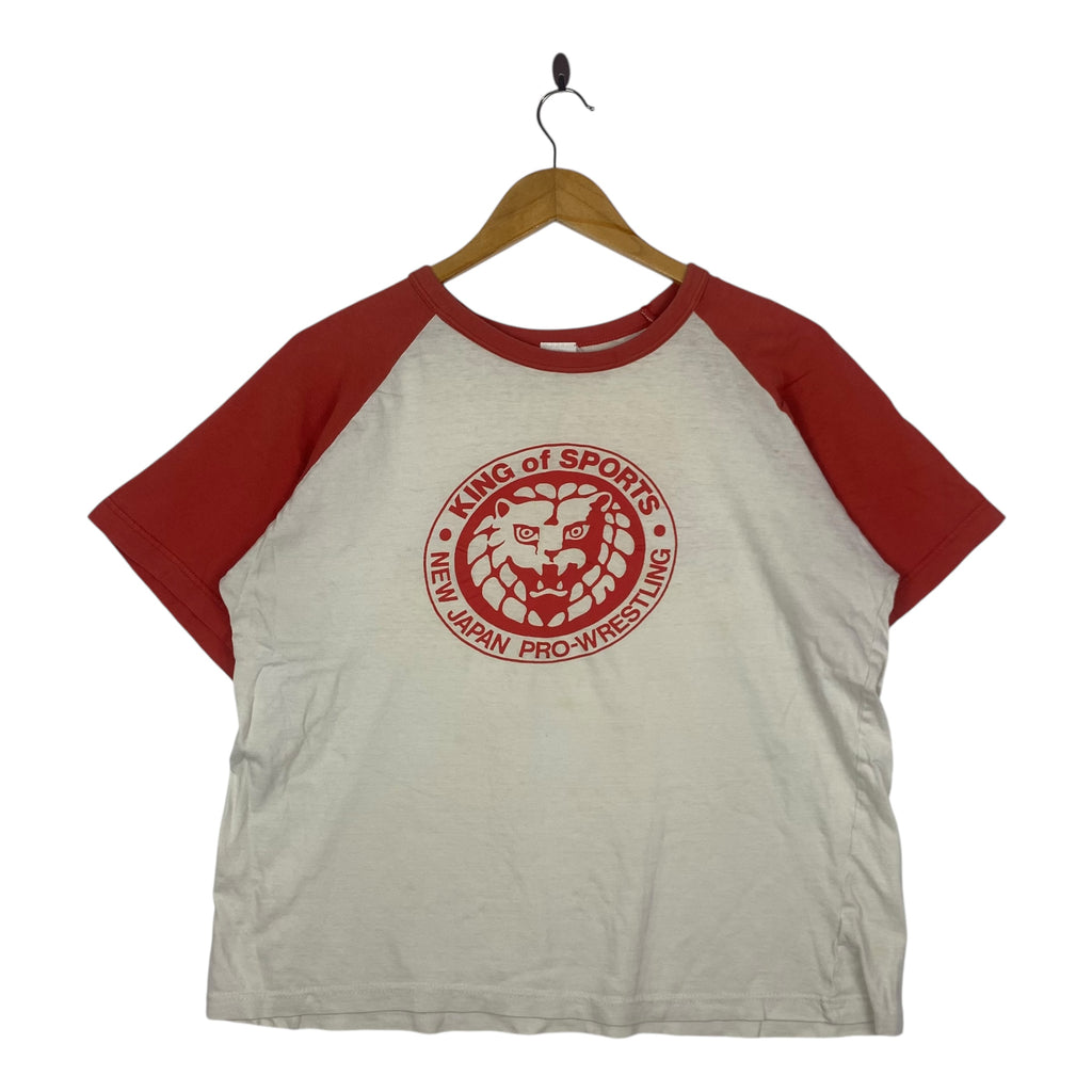 KING OF SPORTS New Japan Pro Wrestling Lion Tee Shirt Top Logo Print Short Sleeve