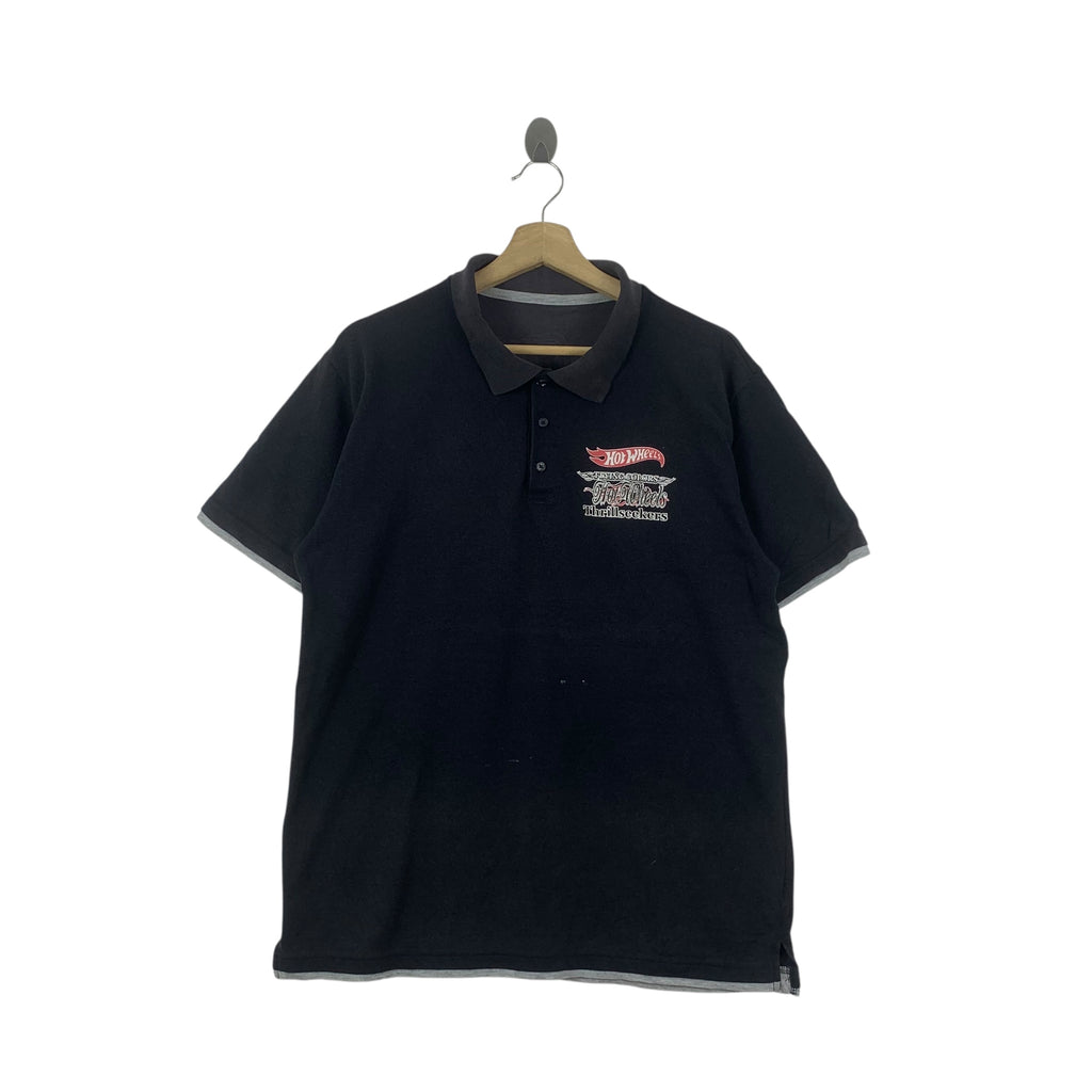 HOT WHEELS Thrillseekers Back Print Polo Tee Shirt Top