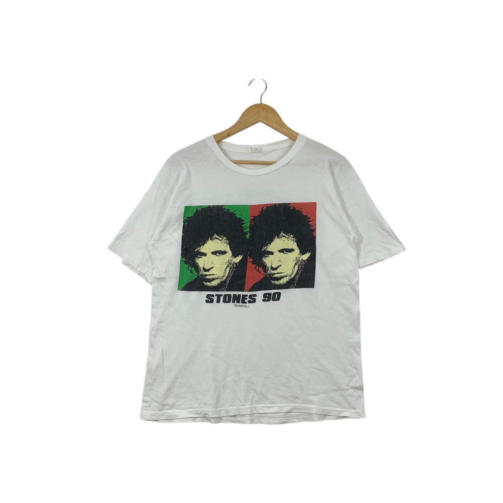 Vintage 90' THE ROLLING STONES Keith Richard 1990 Tour Tee Shirt Top Fotofolio Potrait Short Sleeve
