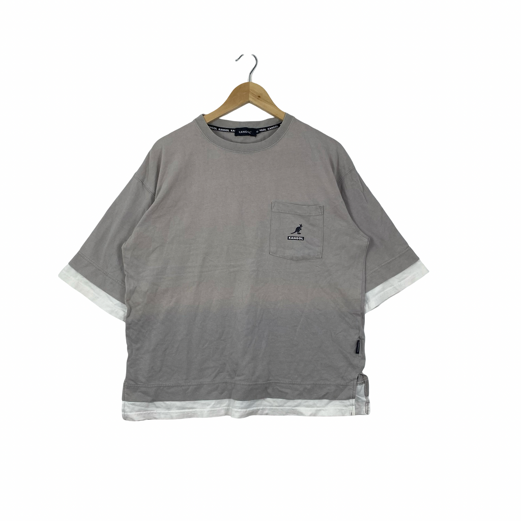 KANGOL LAYERED Pocket T-Shirt Oversized Casual Streetwear Logo Embroidered
