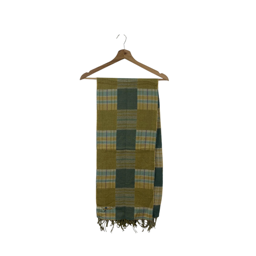 Vintage ELLESSE PERUGIA ITALIA Plaids Checks Tartan Muffler Scarf Shawl Fringes
