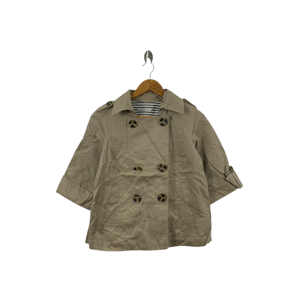 Vintage ELLE PARIS PLANETE Double Breasted Epaulettes Jacket Trench Coat