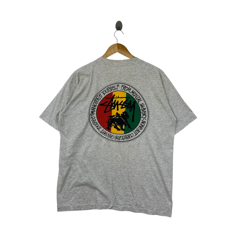 Vintage 80s STUSSY IRIE RASTA Bob Marley Skateboard Tee Shirt Top Tribe Knowledge Tomtom