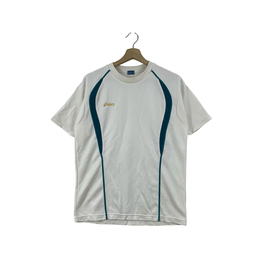 Vintage ASICS Athletic Performance T-Shirt Teal Panel Sportswear Running Training Crewneck Activewear